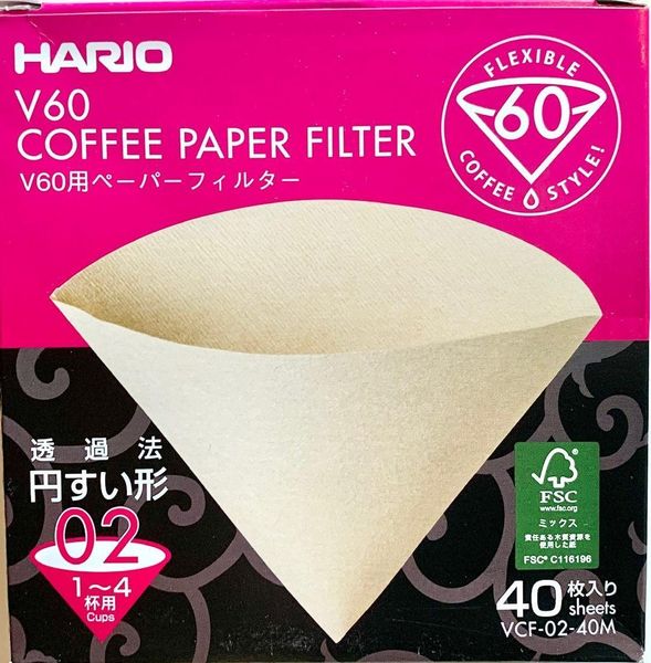 Фильтры Hario 02 40 шт. Натуральные Харио V60 для кофе BOX VCF-02-40М фото