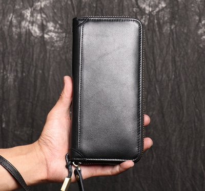 Классический мужской кожаный клатч кошелек натуральная кожа, мужское портмоне черный 686 фото