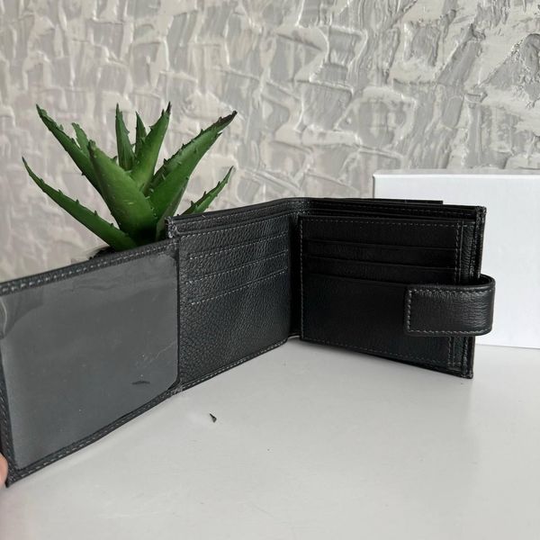 чоловічий шкіряний гаманець портмоне на магніті чорний натуральна шкіра 1444 фото