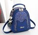 Детский мини рюкзак сумочка трансформер с блестками, маленький прогулочный рюкзачок с брелком для девочек Синий 1017 фото