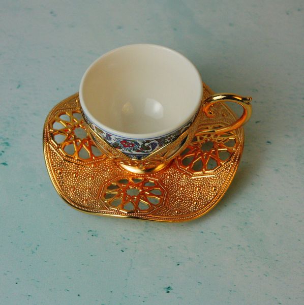 Турецька чашка 90 мл Acar для подавання кави Демітас Золото Орнамент 15813 фото