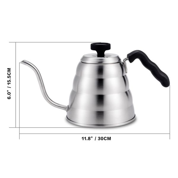 Чайник с термометром 1.2 л Pour Over Coffee Pot Черный Матовый 15439M фото