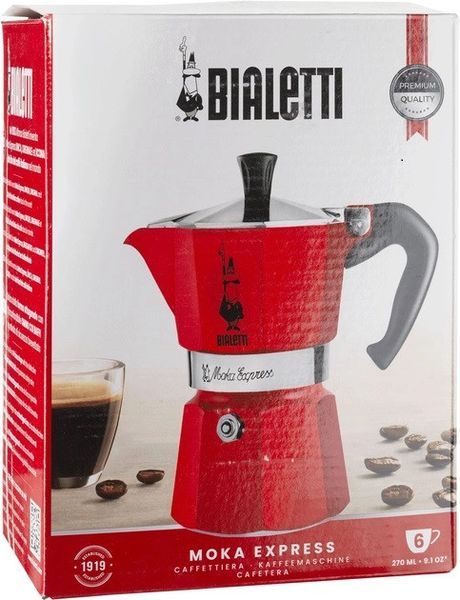 Гейзерная кофеварка Bialetti 270 мл. 6 чашек Красная 14242 фото