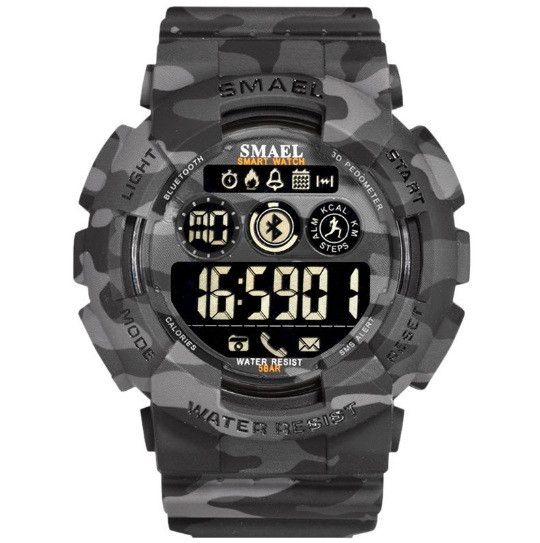 Чоловічий спортивний камуфляжний смарт годинник 8013 smart watch, наручний спорт годинник військовий армійський 969 фото