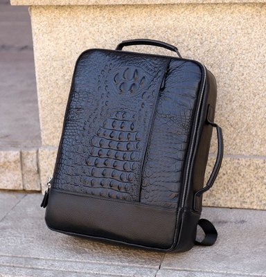 Великий чоловічий міський рюкзак шкіряний сумка рептилія, ранець натуральна шкіра під рептилію сумка-рюкзак 946 фото