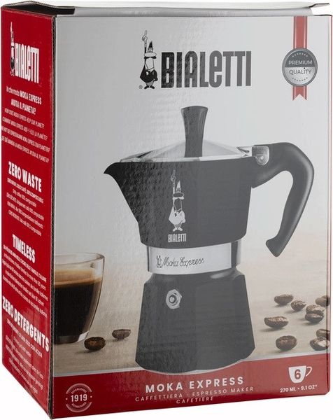 Гейзерная кофеварка Bialetti 270 мл. 6 чашек Черная 13988 фото