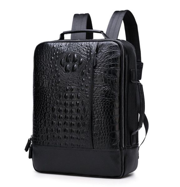 Большой мужской городской кожаный рюкзак сумка рептилия, ранец натуральная кожа под рептилию сумка-рюкзак 946 фото