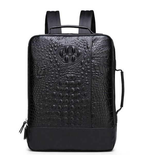 Большой мужской городской кожаный рюкзак сумка рептилия, ранец натуральная кожа под рептилию сумка-рюкзак 946 фото