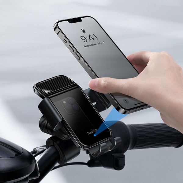 Тримач телефону на кермо велосипеда автоматичний Baseus Smart Solar SUZG010001 3397 фото