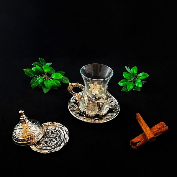 Турецький сервіс Армуди Чай/Кава 6 склянок. Світле Срібло 14521 фото
