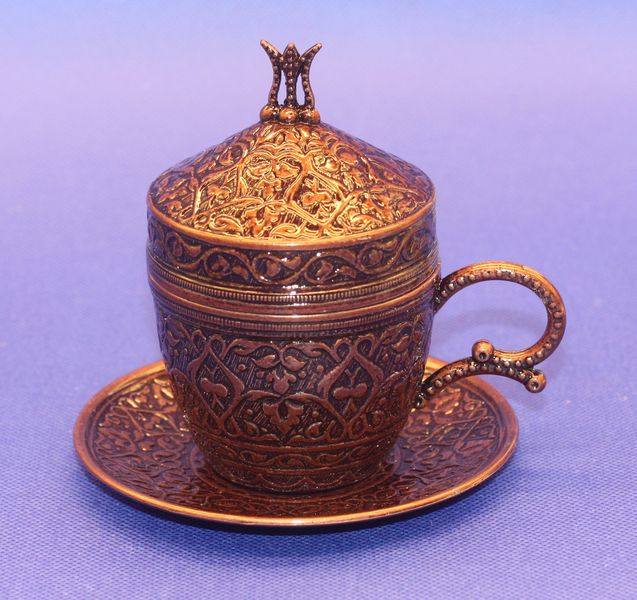 Турецкая чашка Демитас Acar с блюдцем 110 мл. Медный цвет 14572 фото