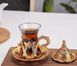 Набор турецких стаканов 6 шт. Армуды с лукумницей для чая и кофе. Золото 14814 фото 5