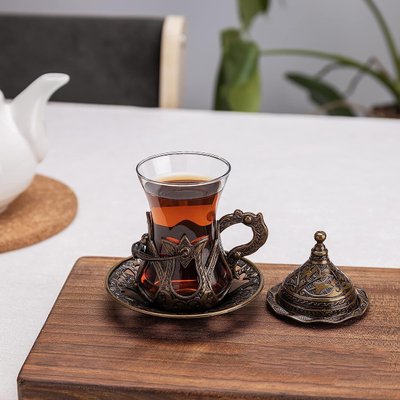 Турецька склянка Армуди з лукумницею для чаю і кави. Бронза 14523 фото