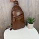 Мужская кожаная бананка сумка на грудь, барсетка нагрудная из натуральной кожи Темно-коричневый 734ТК фото
