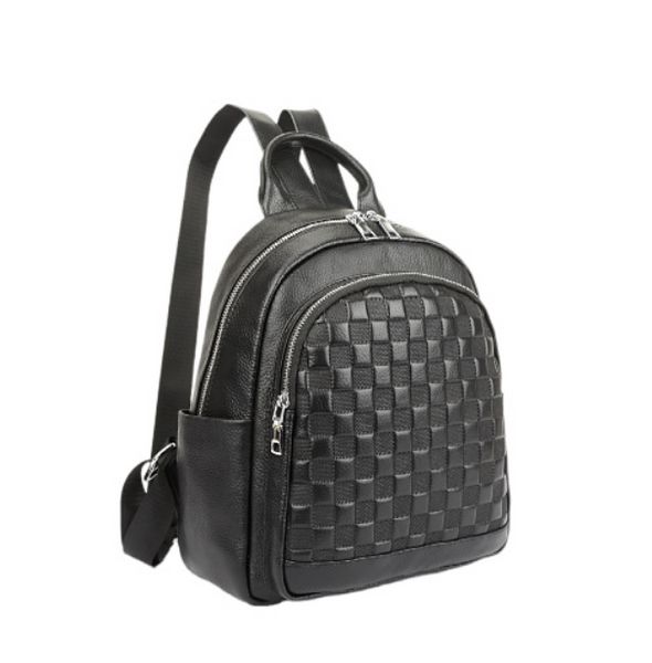 Міський жіночий шкіряний рюкзак чорний, рюкзачок для дівчат з натуральної шкіри 1369 фото
