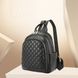 Городской женский кожаный рюкзак черный клеточка, рюкзачок для девушек из натуральной кожи 1369 фото 5