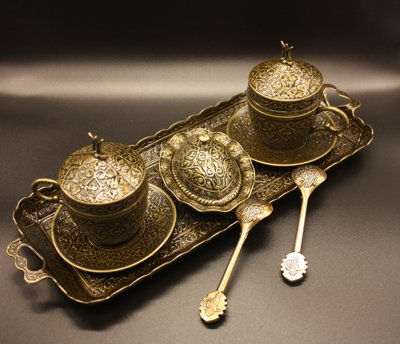 Турецкий набор #45 для кофе чашки 110 мл демитас с лукумницой и ложечками 14859 фото