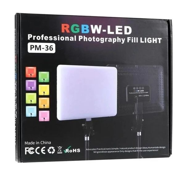 Світлодіодна панель для фотостудії Camera light PM-36 RGBW 3000K-6500K + Штатив 1371 фото