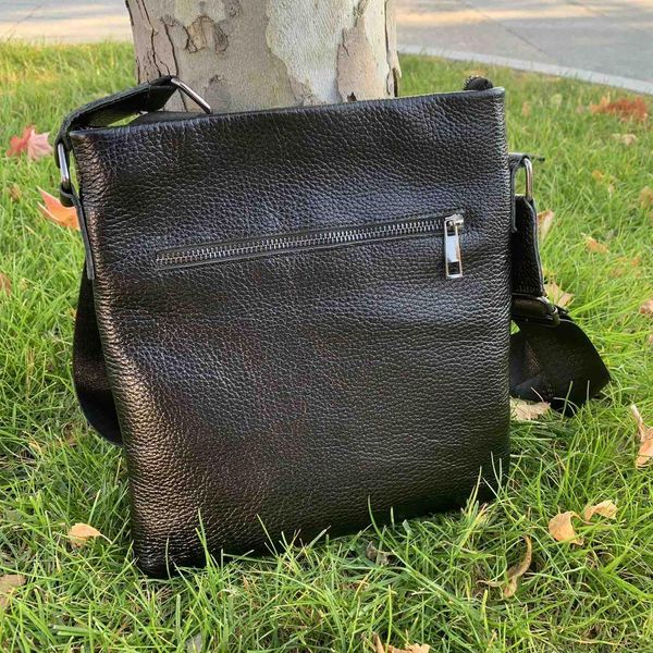 Шкіряна чоловіча сумка планшетка чорна польова барсетка з натуральної шкіри 778Ч фото