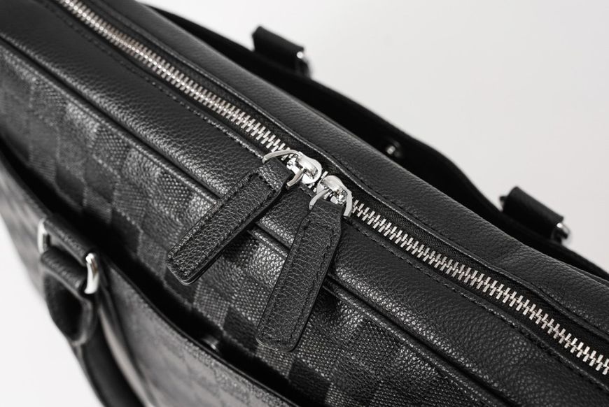 Мужской деловой портфель для документов черный, офисная сумка формат А4 с тиснением 1325 фото