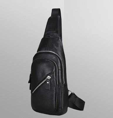 Мужская кожаная сумка бананка на грудь черная Кроссбоди барсетка для мужчин натуральная кожа 540А фото