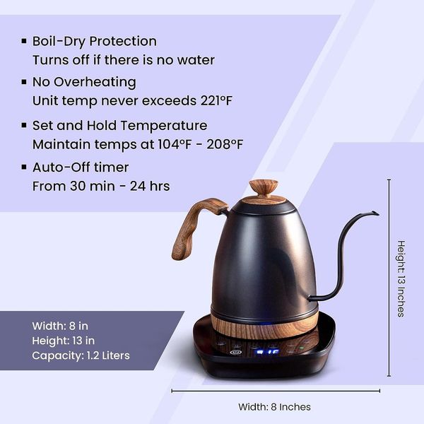 Електрочайник Brew Better 1000мл. для кави з регулюванням температури 18446 фото