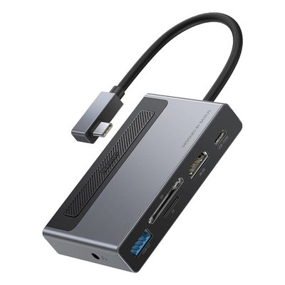 Концентратор хаб USB Type-C 6в1 HDMI 4K зарядный картридер 100Вт Baseus Metal Gleam CAHUB-DA0G 3132 фото