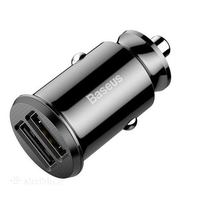 Адаптер зарядки в прикуривател BASEUS CCALL-ML01 Grain Car Charger Black (2 USB) CCALL-ML01 фото