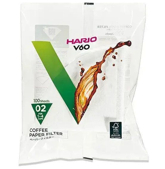 Фильтры Hario 02 100 шт. Белые Харио V60 для кофе VCF-02-100W фото