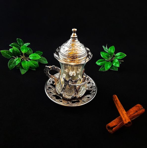 Турецький стакан Армуди з лукумницею для чаю і кави. Світле Срібло 120 мл 14524 фото
