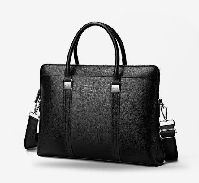 Мужская кожаная сумка для документов черная деловая Мужской деловой портфель А4 натуральная кожа для работы 1324 фото