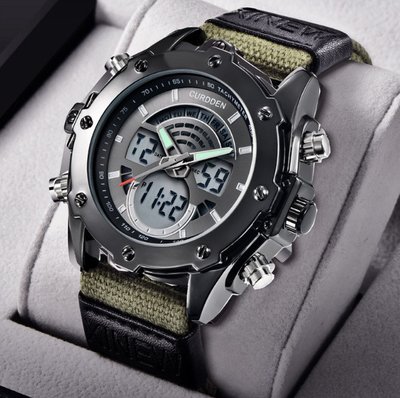 Армійський чоловічий наручний годинник на тканинному ремінці, міцний військовий годинник з підсвічуванням секундоміром будильник 995 фото