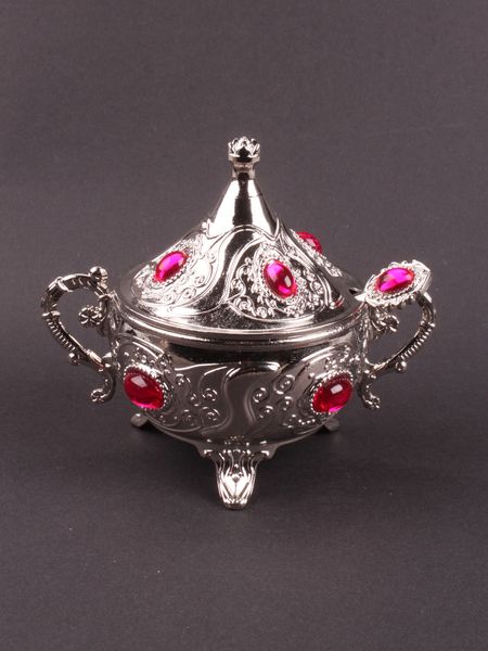 Турецкая сахарница Arsal с ложкой цвет серебро (Розовый камень) 15450 фото