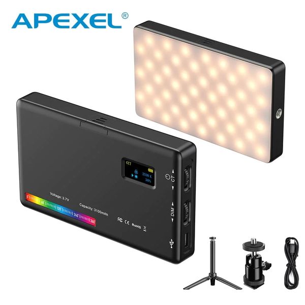 Світлодіодний відеосвітло Apexel FL07 RGB 2500–9000 К, CRI95+ зі штативом для фотоблогів APL-FL07 фото