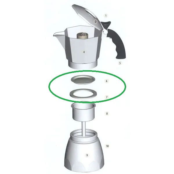 Комплект прокладок для Гейзерної кавоварки на 6 чашок GAT Magnifica Ремкокт 300378 фото