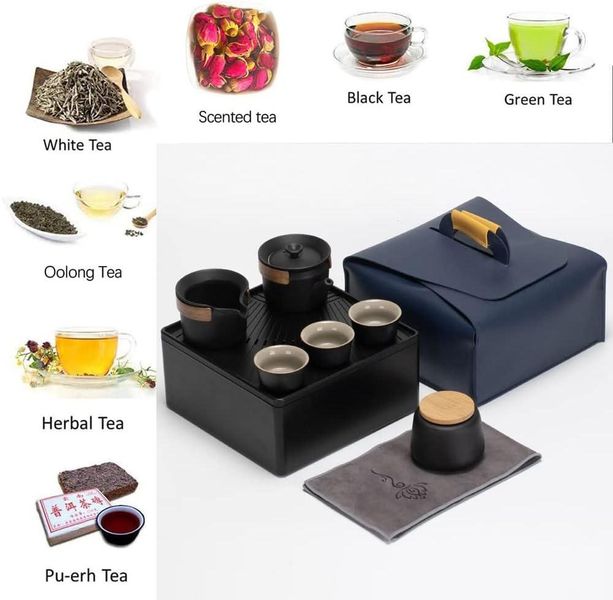 Набор Gongfu Travel Tea Set Black для чайной церемонии на 9 предметов 300560 фото