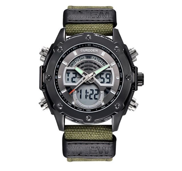 Армейские мужские наручные часы на тканевом ремешке, прочные военные часы с подсветкой секундомером будильник 995 фото