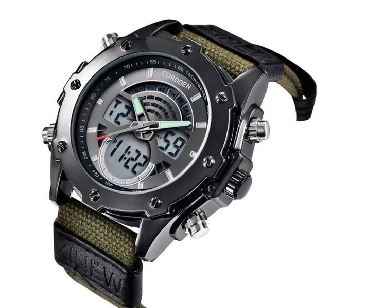Армейские мужские наручные часы на тканевом ремешке, прочные военные часы с подсветкой секундомером будильник 995 фото