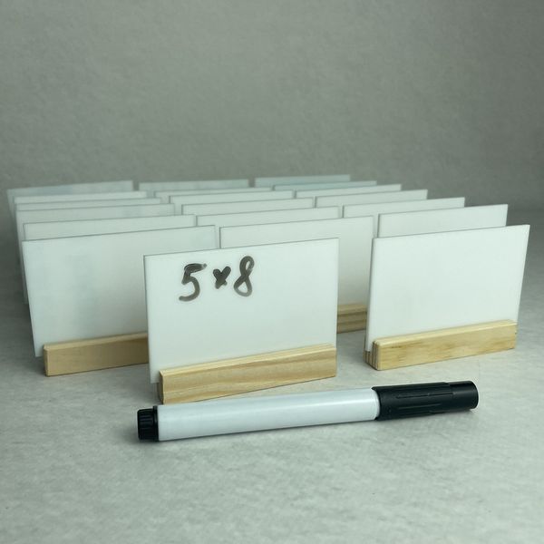 Набор 20 ценников 8 на 5 см белых меловых на подставке + Меловой маркер 18984 фото
