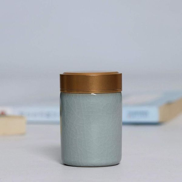 Баночка Синя Retro Packaging керамічна для зберігання чаю та матчі 18838 фото