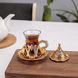 Турецька склянка Армуди з лукумницею для чаю і кави. Золото 14813 фото 1