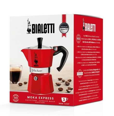 Гейзерная кофеварка Bialetti 130 мл. 3 чашки Красная 14240 фото