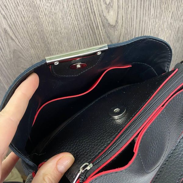 Женская замшевая сумочка на плечо под рептилию с красными вставками, сумка замша 1093КР фото