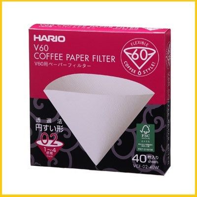 Фильтры Hario 02 40 шт. Белые Харио V60 для кофе BOX VCF-02-40W фото