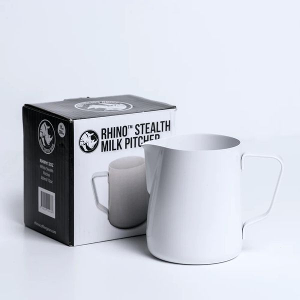 Пітчер Rhino 600 Coffee Gear Stealth White Teflon Білий молочник 30062 фото