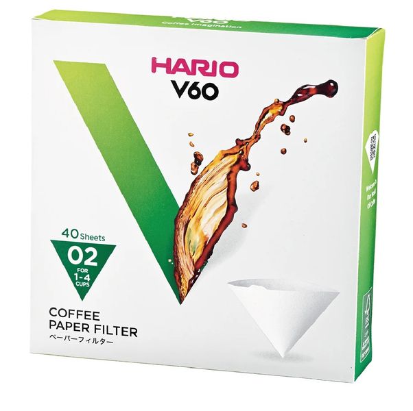 Фильтры Hario 02 40 шт. Белые Харио V60 для кофе BOX VCF-02-40W фото