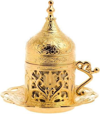 Турецкая чашка Демитас Acar с блюдцем 50 мл. Золото 15102 фото