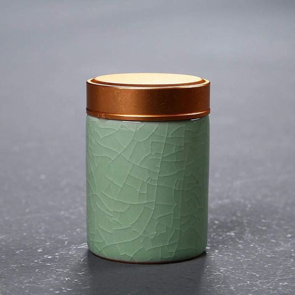 Баночка Зелена Retro Packaging керамічна для зберігання чаю та матчі 18840 фото