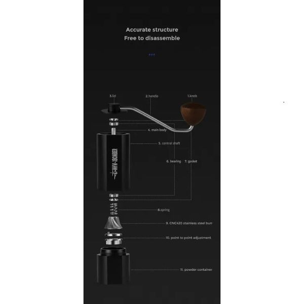 Ручная кофемолка Adder V3 MHW-3BOMBER Manual Grinder G5840B фото