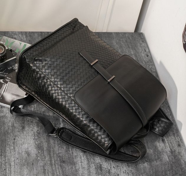 Мужской плетеный городской рюкзак большой и вместительный черный 1194 фото